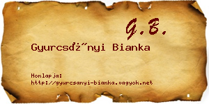 Gyurcsányi Bianka névjegykártya